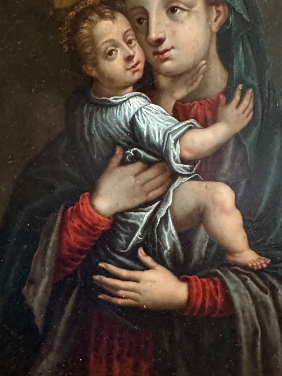 Vierge à l’Enfant cuivre circa 1700 , école française ou italienne -photo-1