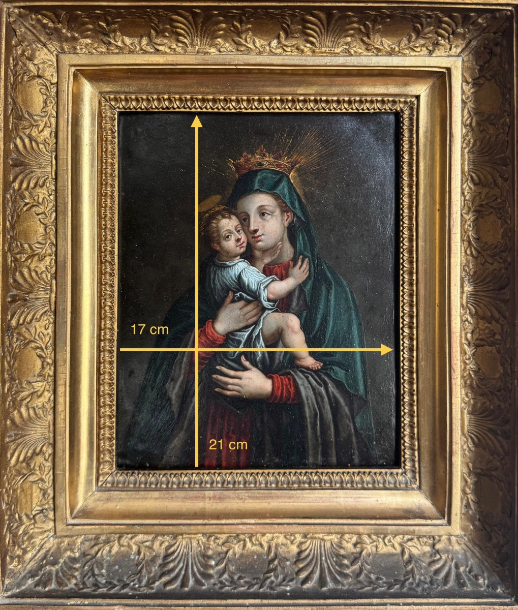 Vierge à l’Enfant cuivre circa 1700 , école française ou italienne -photo-4