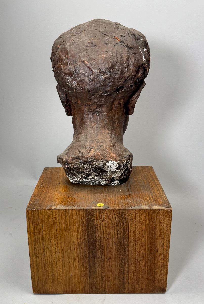 Plâtre original , plâtre d’atelier , tête d’homme .-photo-4