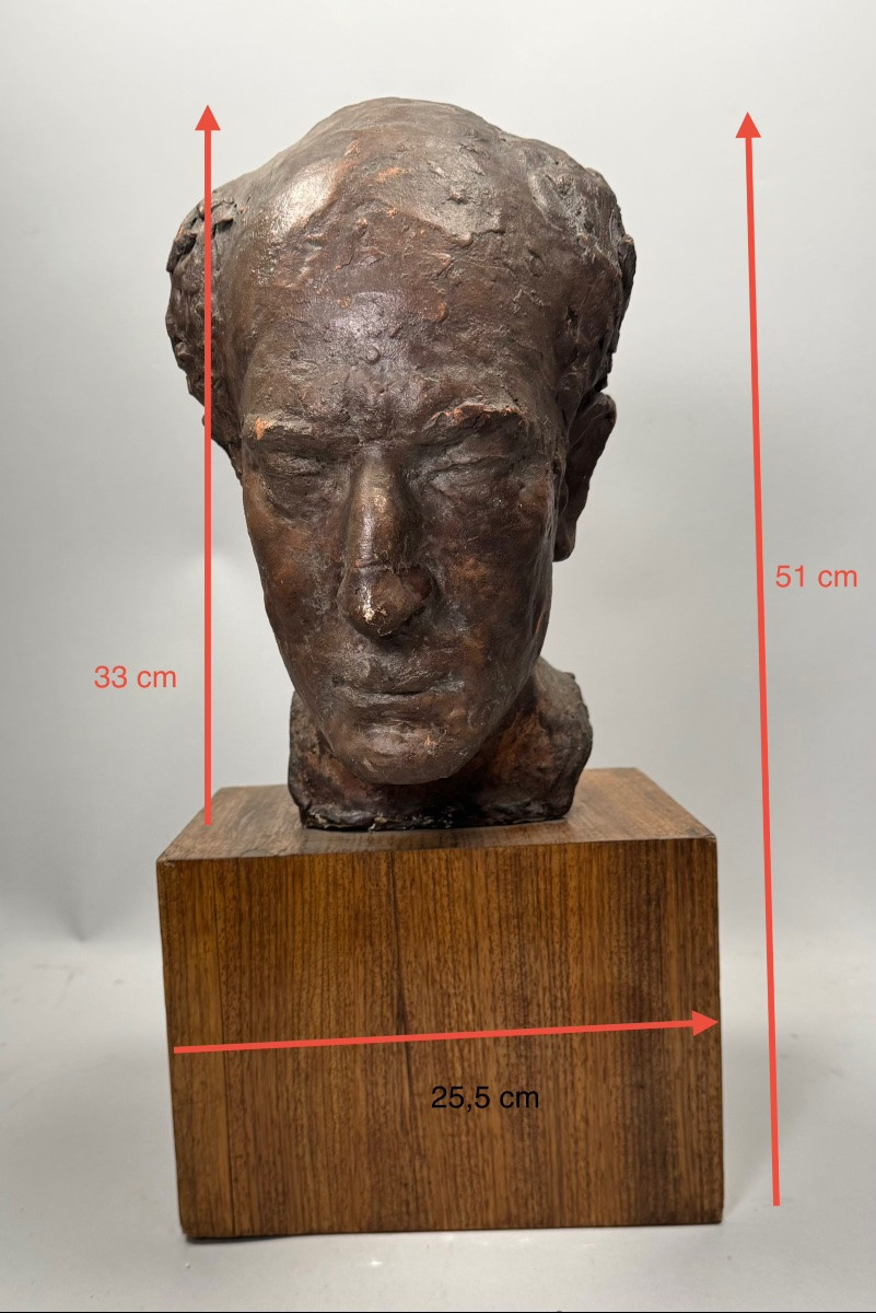 Plâtre original , plâtre d’atelier , tête d’homme .-photo-4