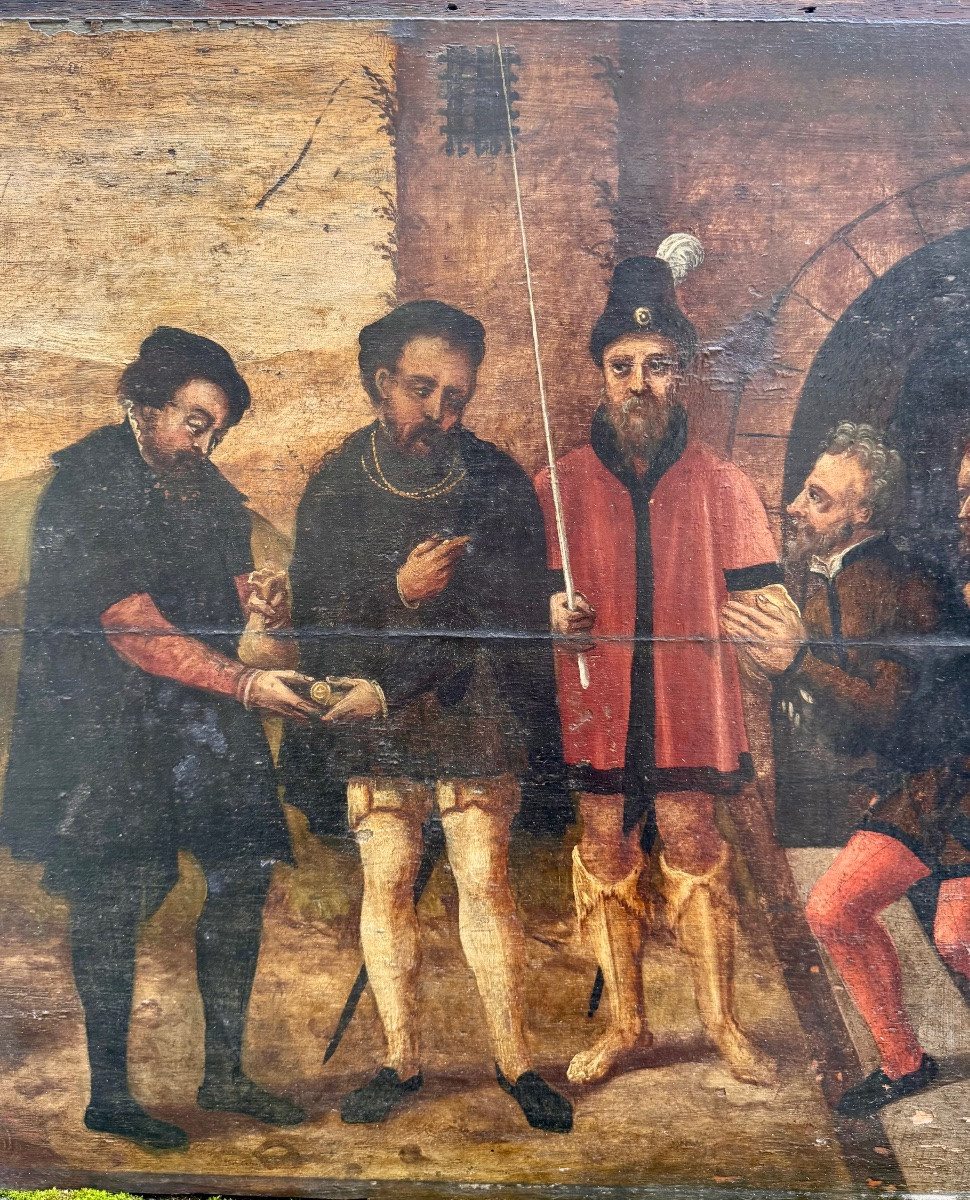 Oil On Panel Late 16th Flemish School.-photo-3