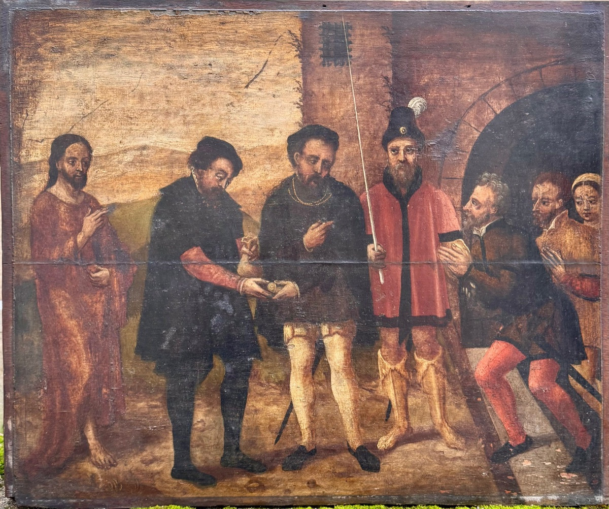 Oil On Panel Late 16th Flemish School.-photo-4