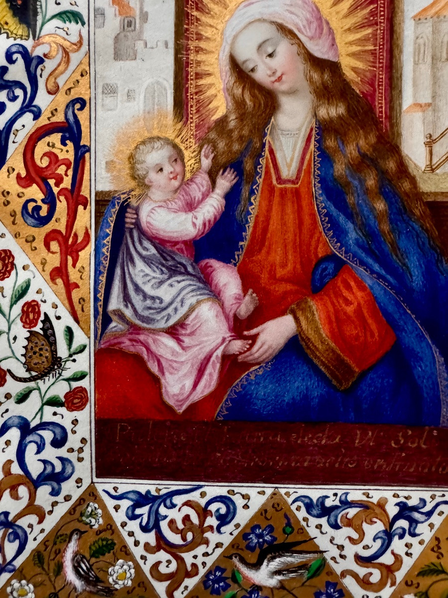 Illumination On Parchment With Gold Highlights 19th Century-photo-4