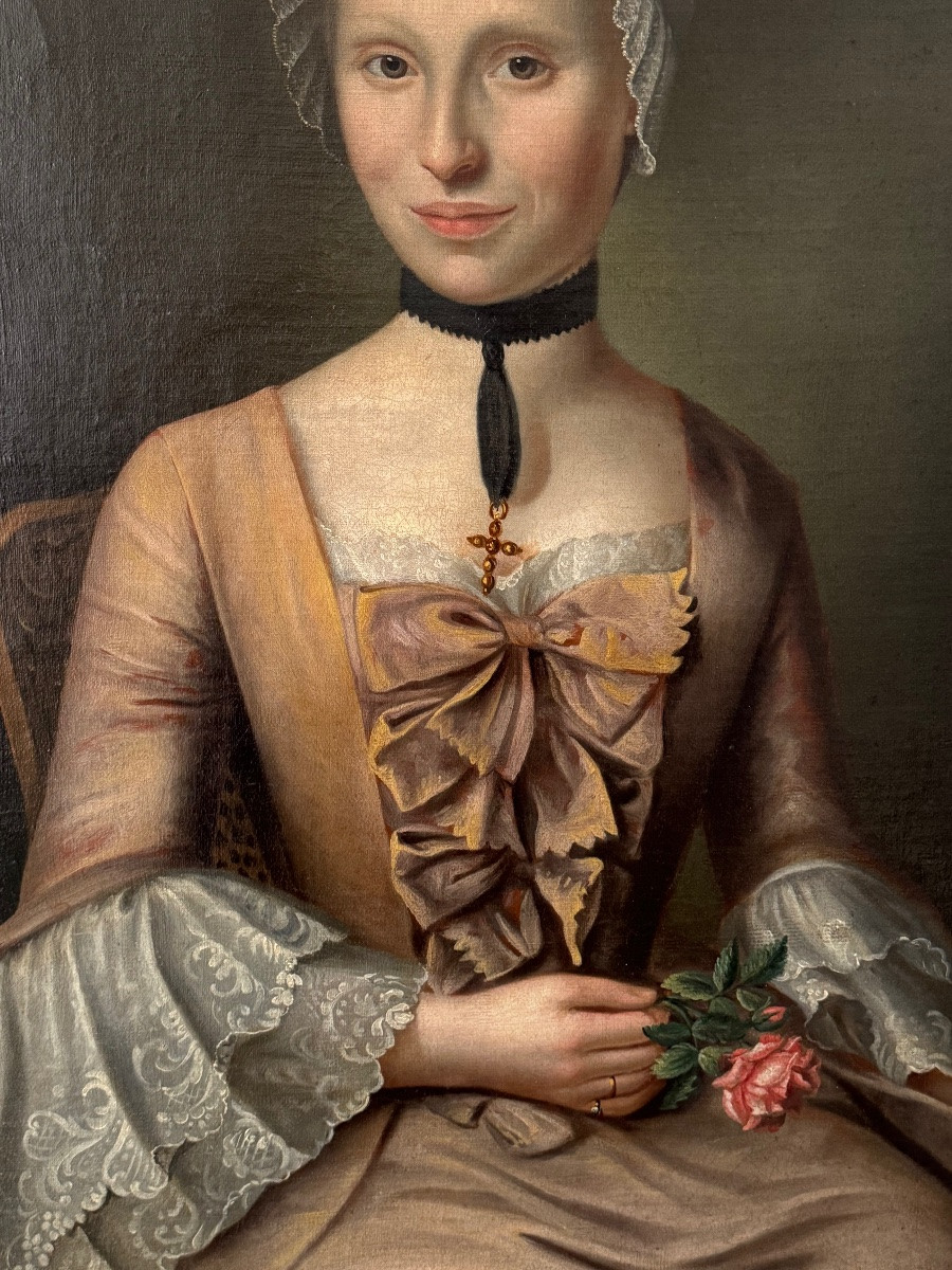 Large Pair Of Portraits Of Aristocrats From The Louis XV Period-photo-5