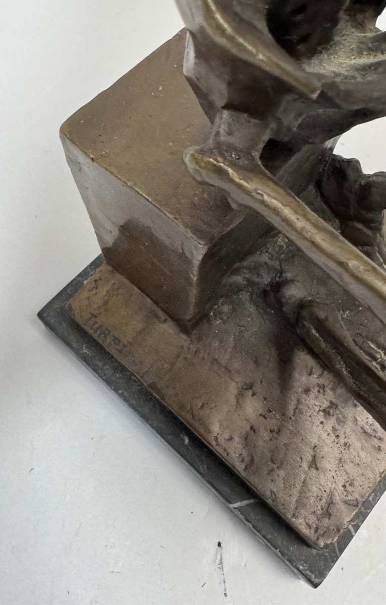 Vanité Or Rodin's Thinker Revisited, Bronze Sculpture-photo-3