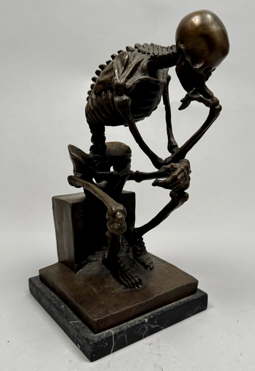 Vanité Or Rodin's Thinker Revisited, Bronze Sculpture