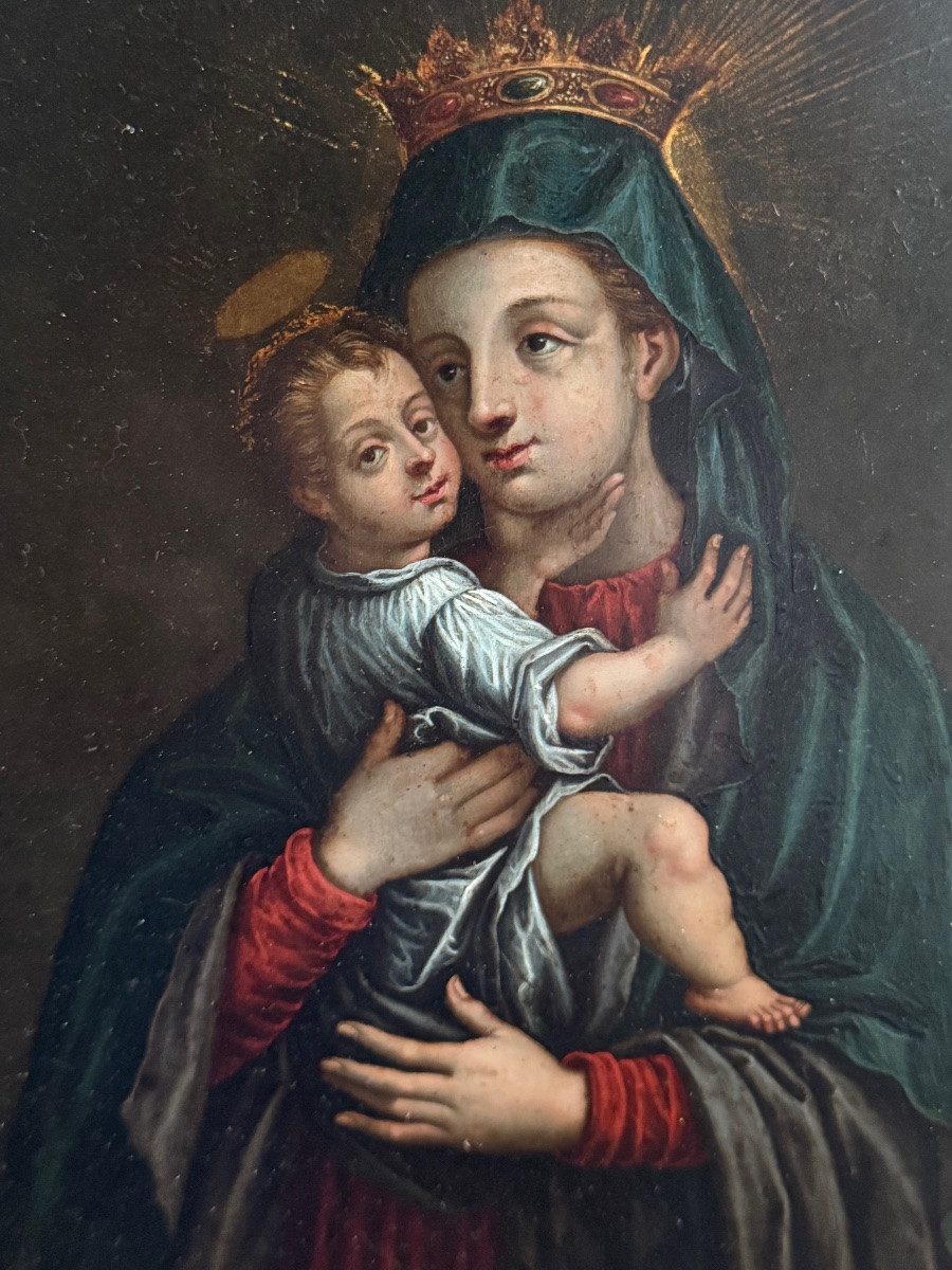 Virgin And Child On Copper Circa 1700-photo-2