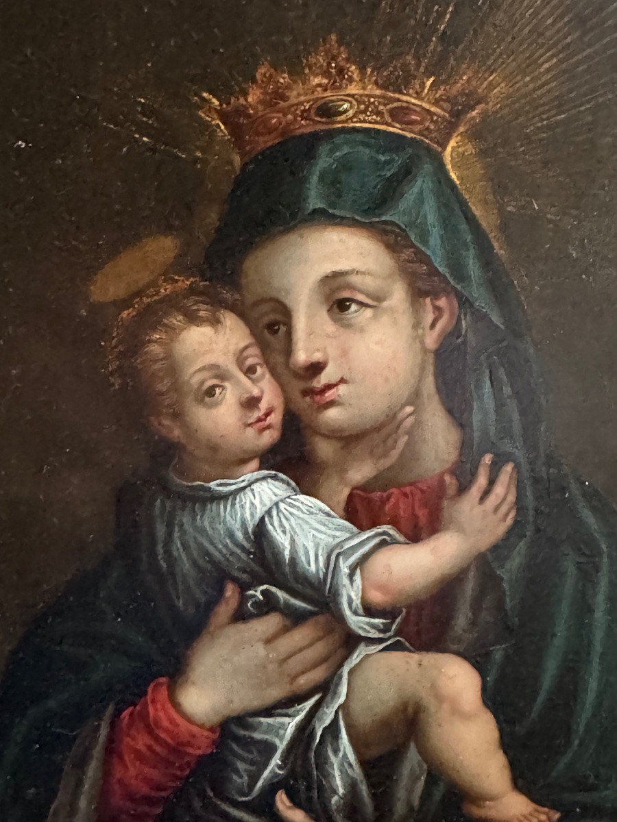 Virgin And Child On Copper Circa 1700-photo-3