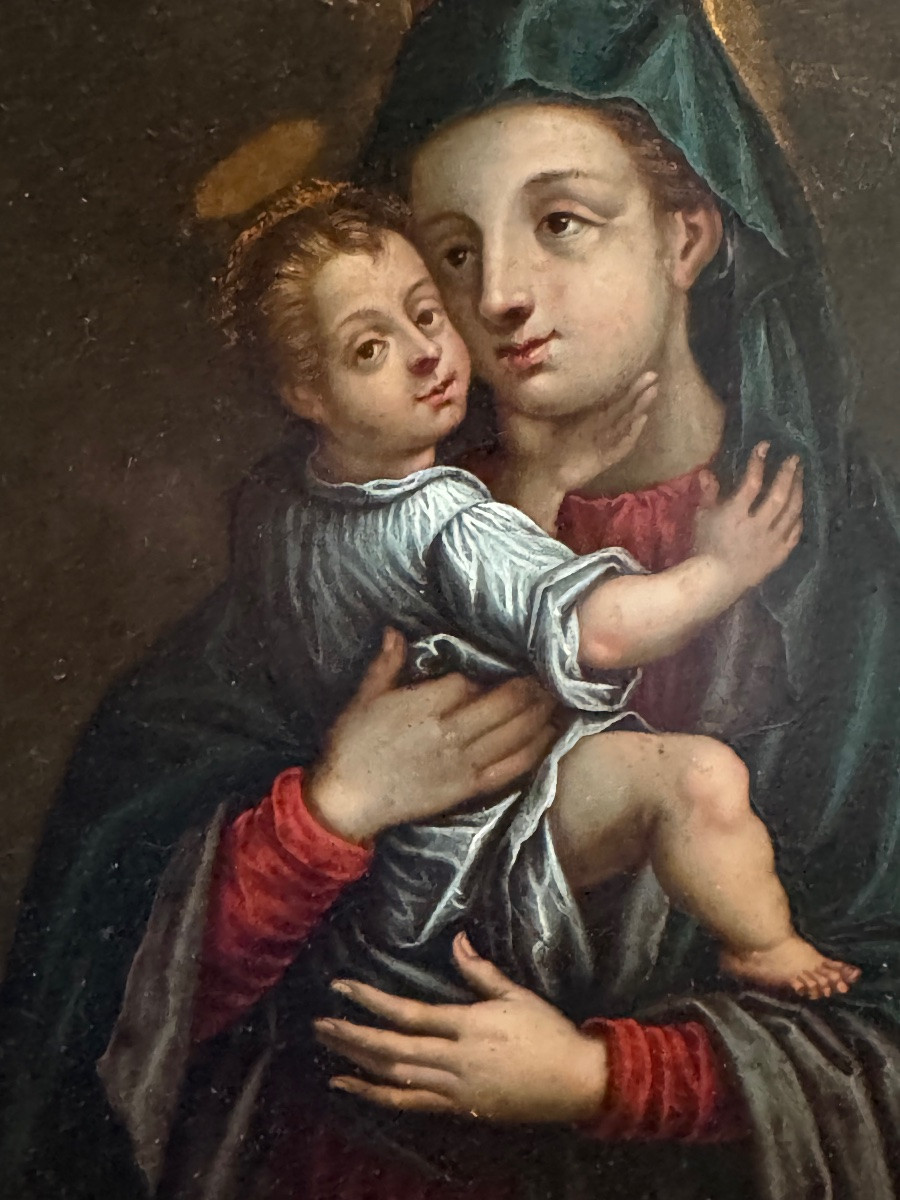 Virgin And Child On Copper Circa 1700-photo-4