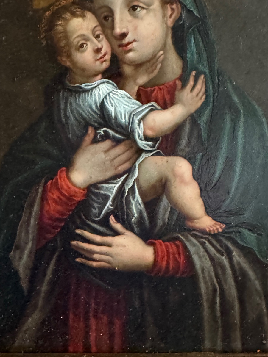 Virgin And Child On Copper Circa 1700-photo-3