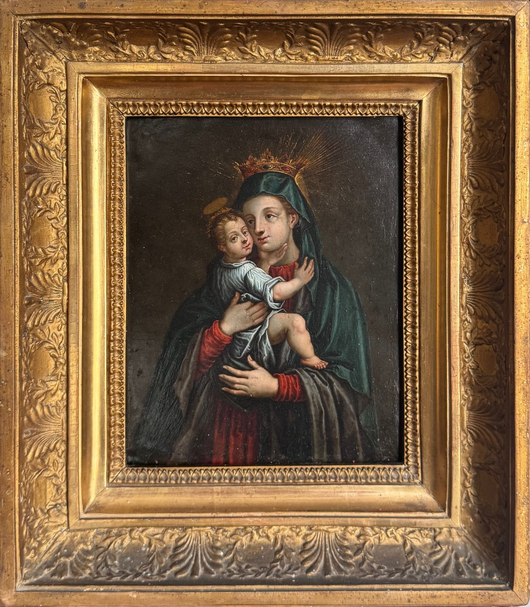 Virgin And Child On Copper Circa 1700