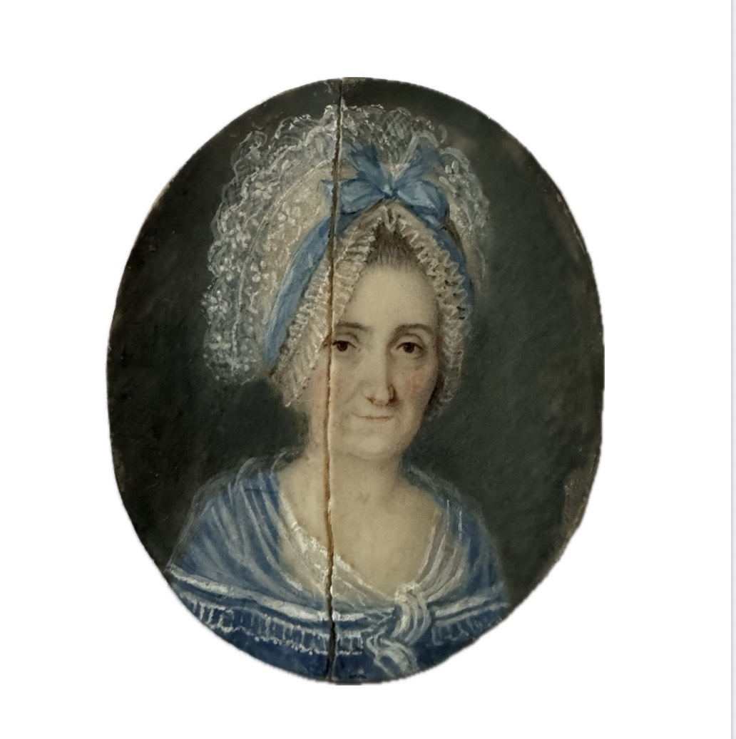 Portrait miniature femme au bonnet de dentelles fin XVIIIème-photo-3