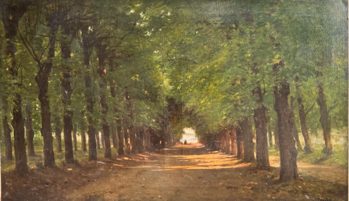 Allée Cavalière , Large Oil On Canvas XIXth Century , Signed .-photo-2