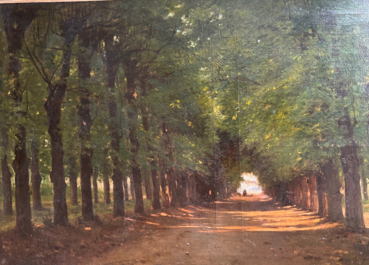 Allée Cavalière , Large Oil On Canvas XIXth Century , Signed .-photo-3