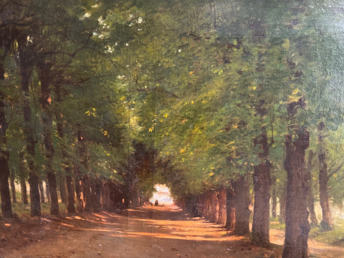 Allée Cavalière , Large Oil On Canvas XIXth Century , Signed .-photo-4