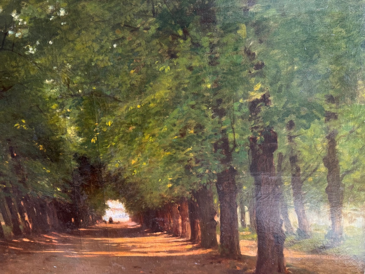 Allée Cavalière , Large Oil On Canvas XIXth Century , Signed .-photo-2