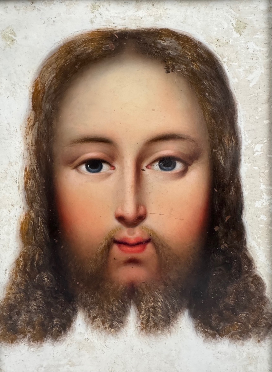 Sainte Face du Christ , huile sur cuivre-photo-3
