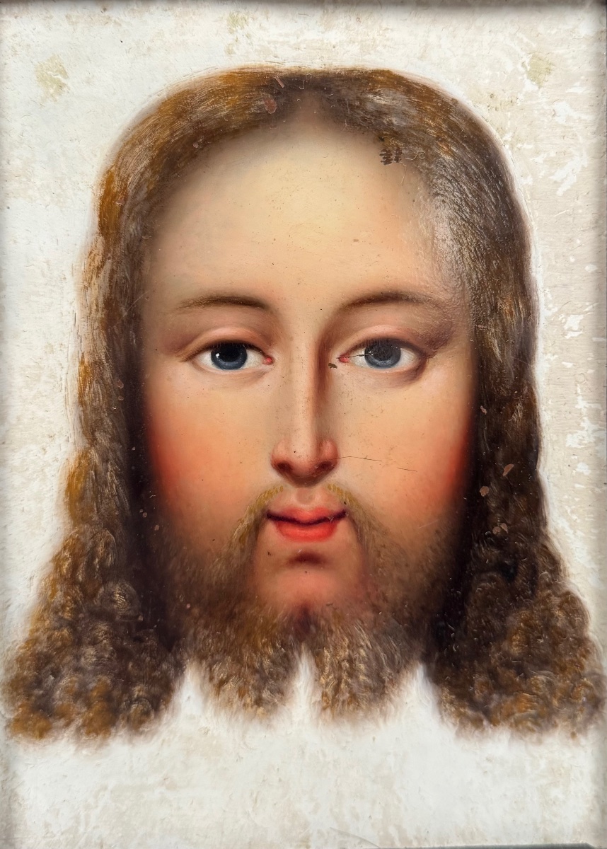Sainte Face du Christ , huile sur cuivre-photo-4