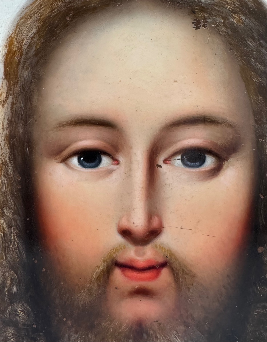 Sainte Face du Christ , huile sur cuivre-photo-1