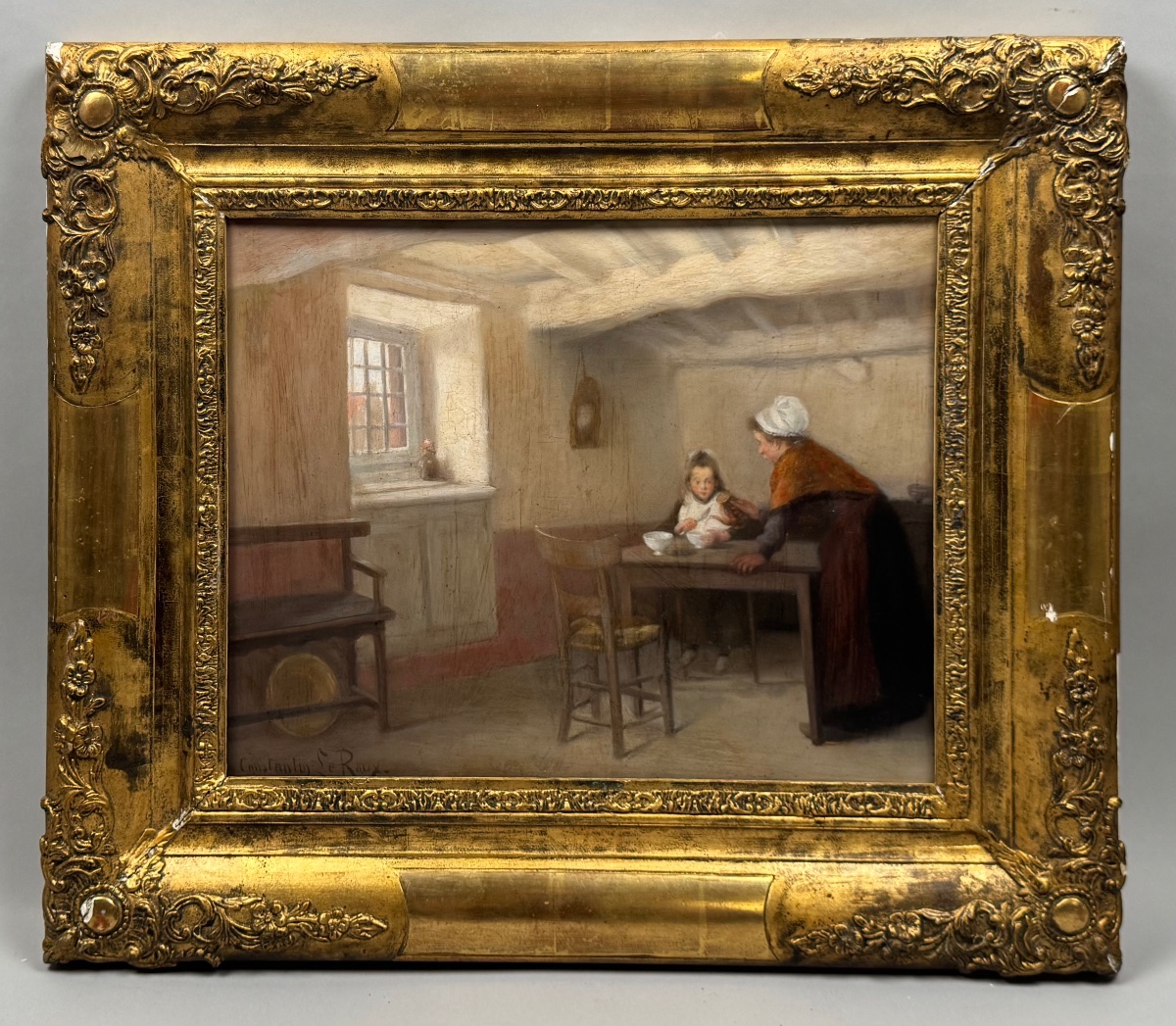 La soupe de l’enfant , Bretagne XIXème  par Constantin Le Roux -photo-2