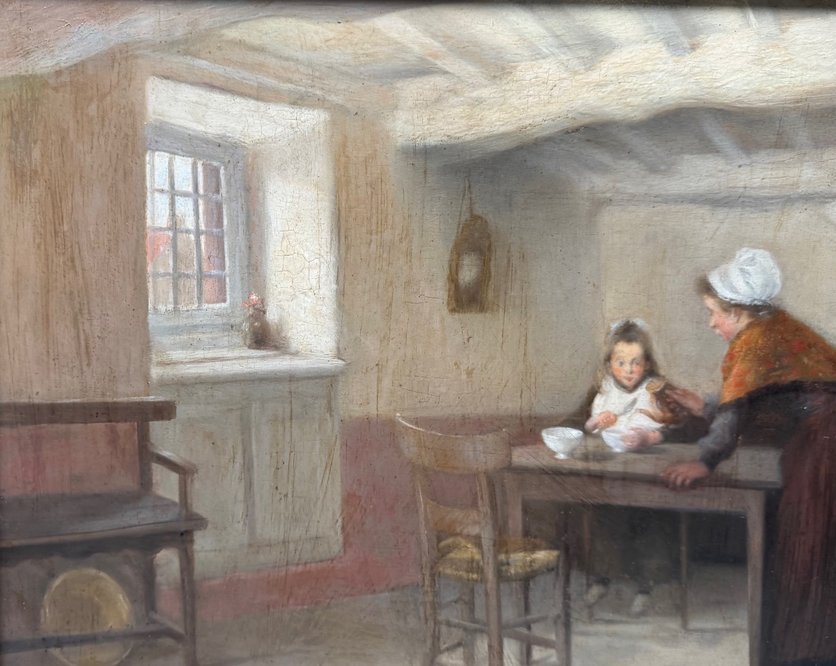 La soupe de l’enfant , Bretagne XIXème  par Constantin Le Roux -photo-4