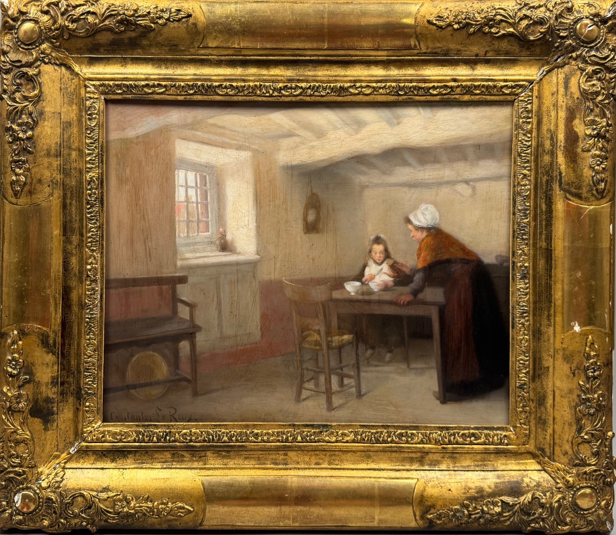 La soupe de l’enfant , Bretagne XIXème  par Constantin Le Roux 