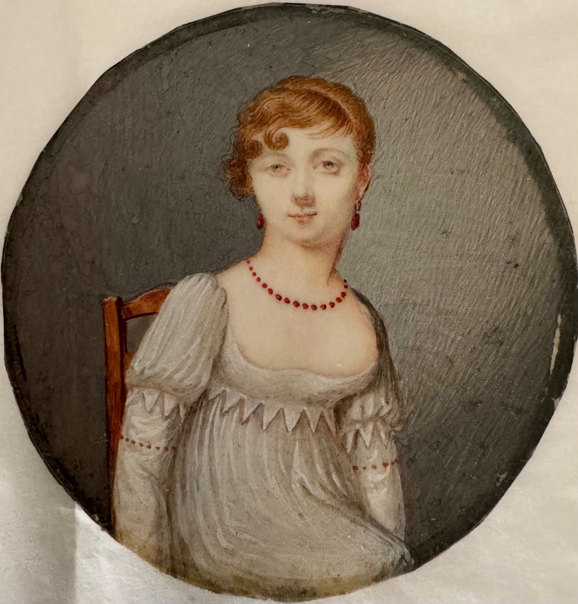 Grande miniature , portait d’une jeune femme époque Empire -photo-2