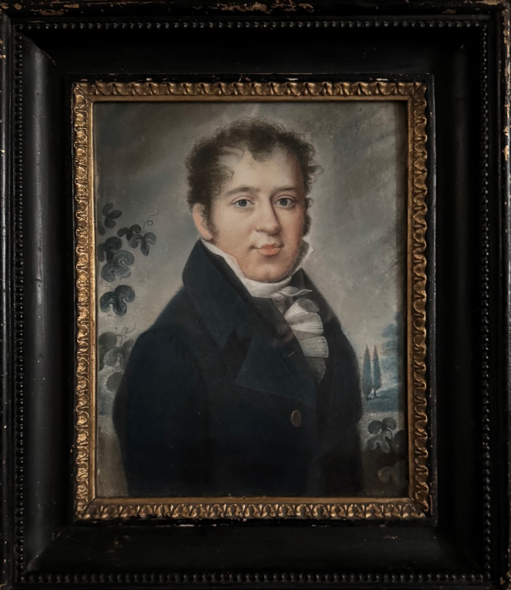 Paire de portraits au pastel d’un couple de bourgeois -photo-2