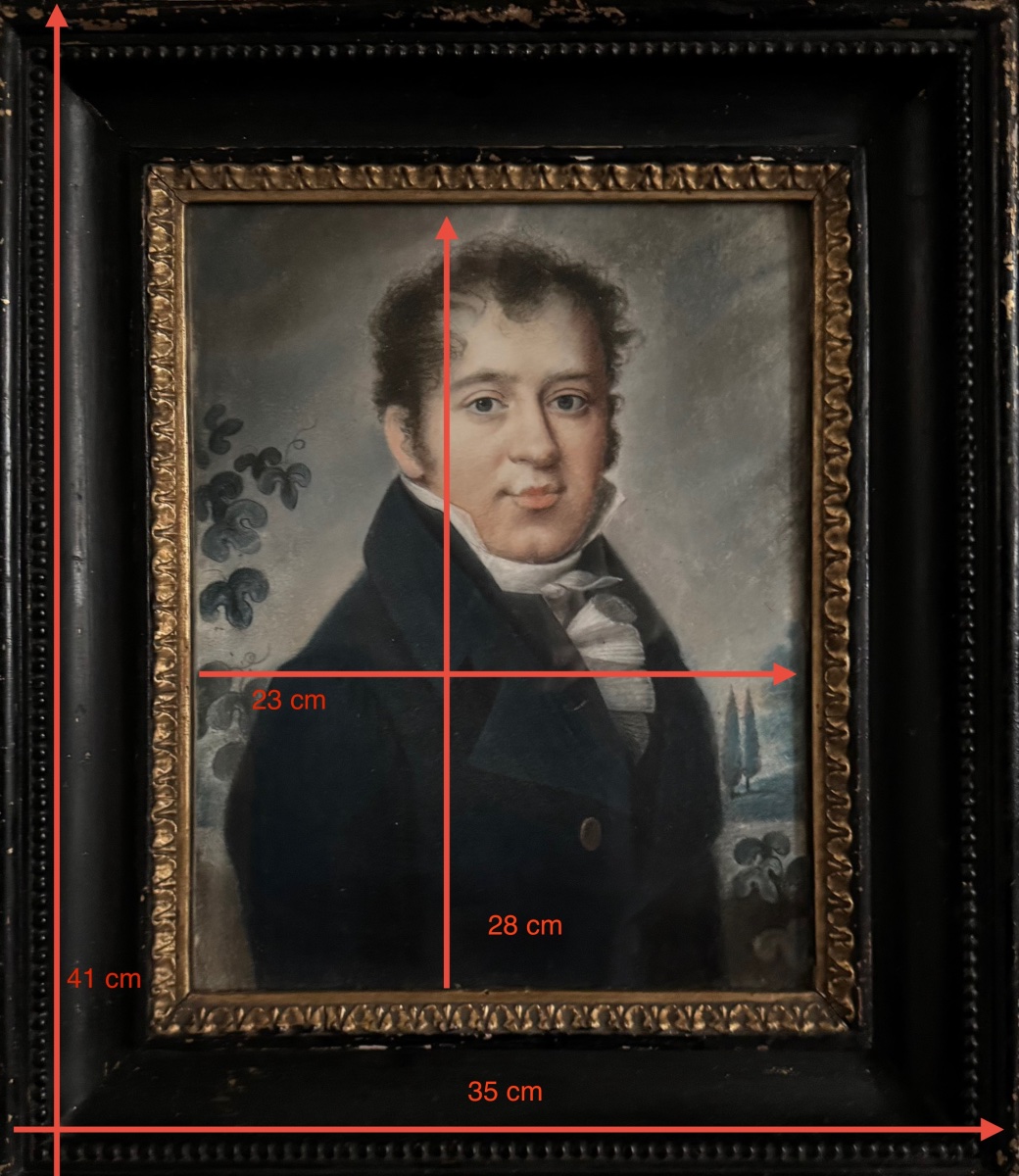 Paire de portraits au pastel d’un couple de bourgeois -photo-1