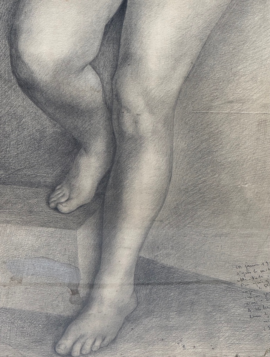 Seated Nude Woman, Large Graphite Drawing, 1943.-photo-2