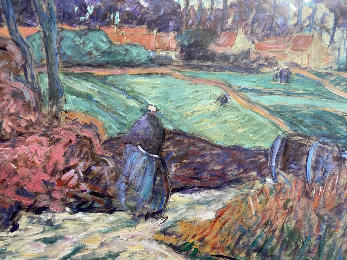 Large Gouache Painting From The Pont-aven School -photo-3