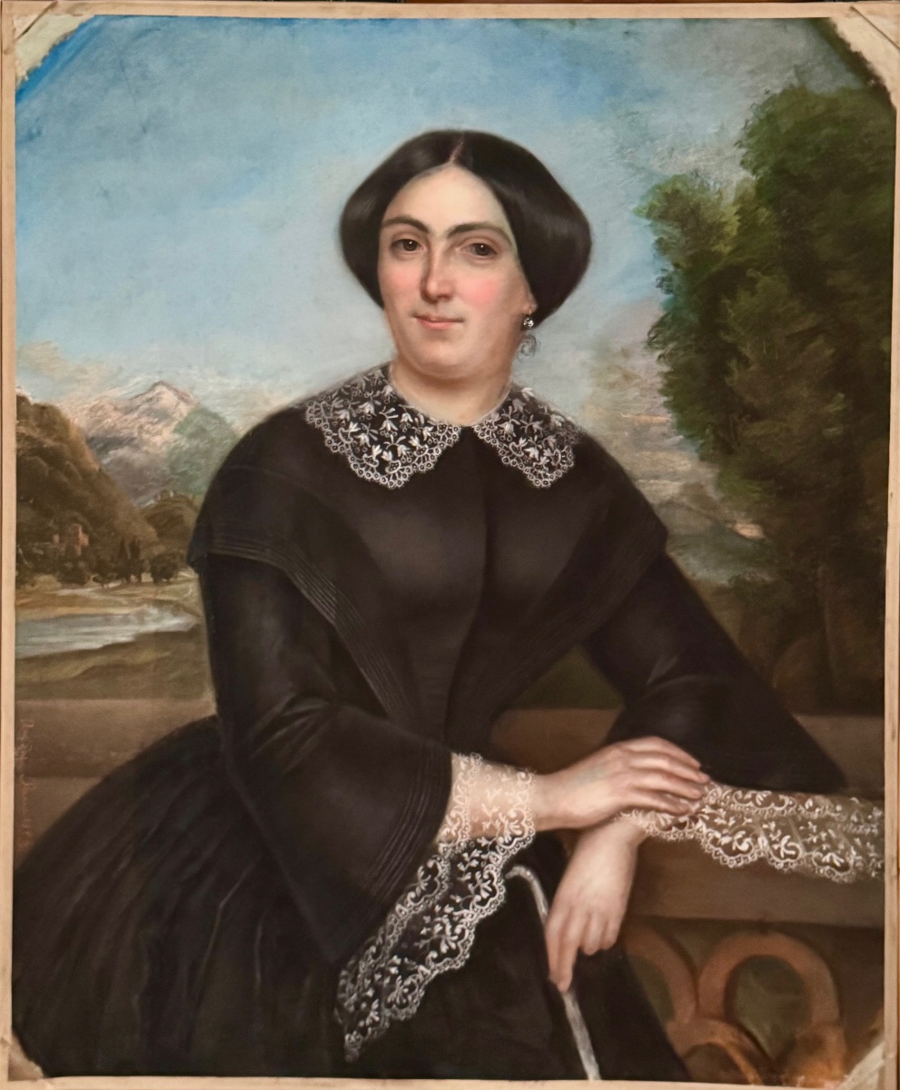 Grand portrait au pastel d’une dame de qualité , signé Louis Charles Arsène -photo-2