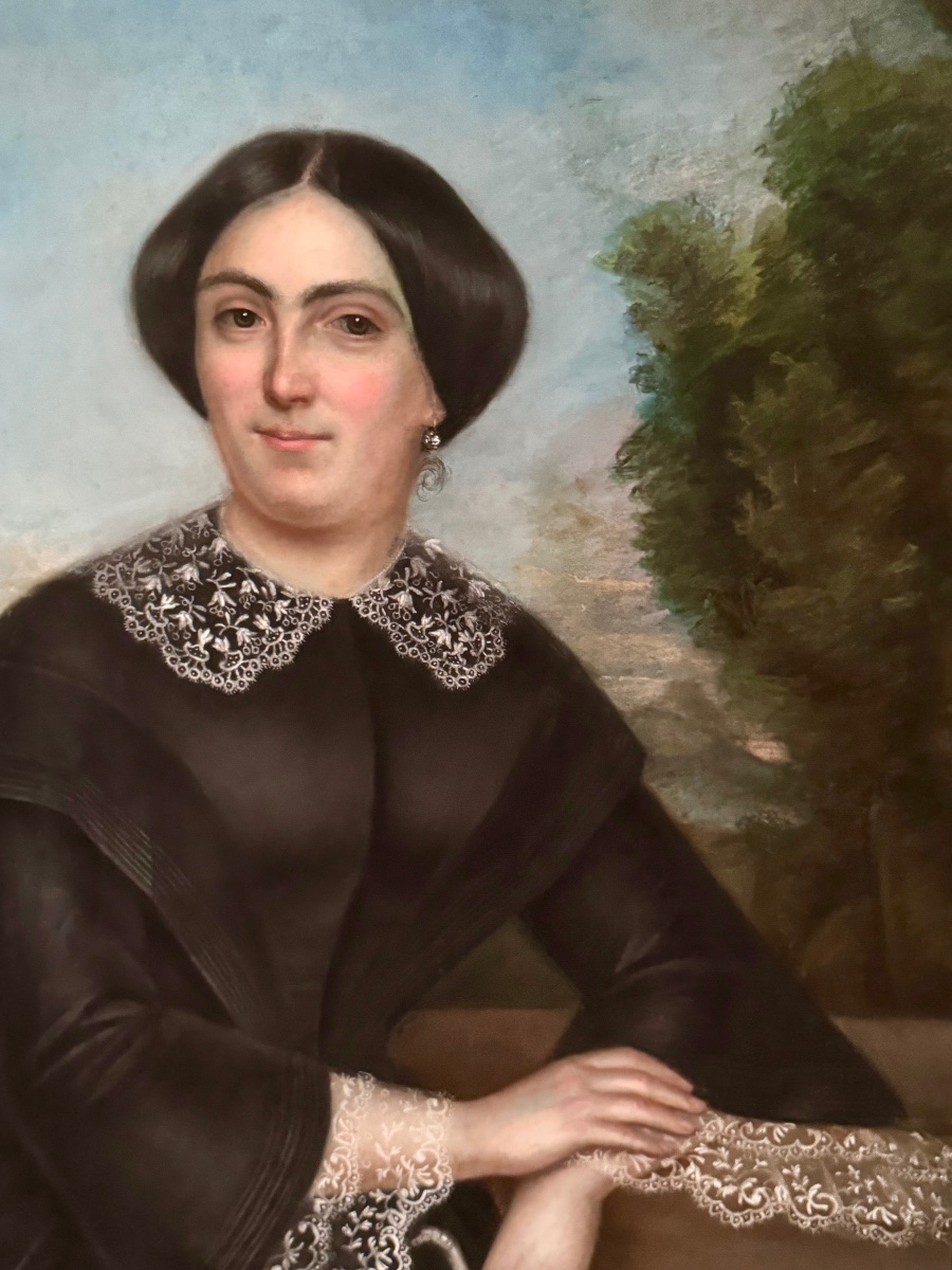 Grand portrait au pastel d’une dame de qualité , signé Louis Charles Arsène -photo-2