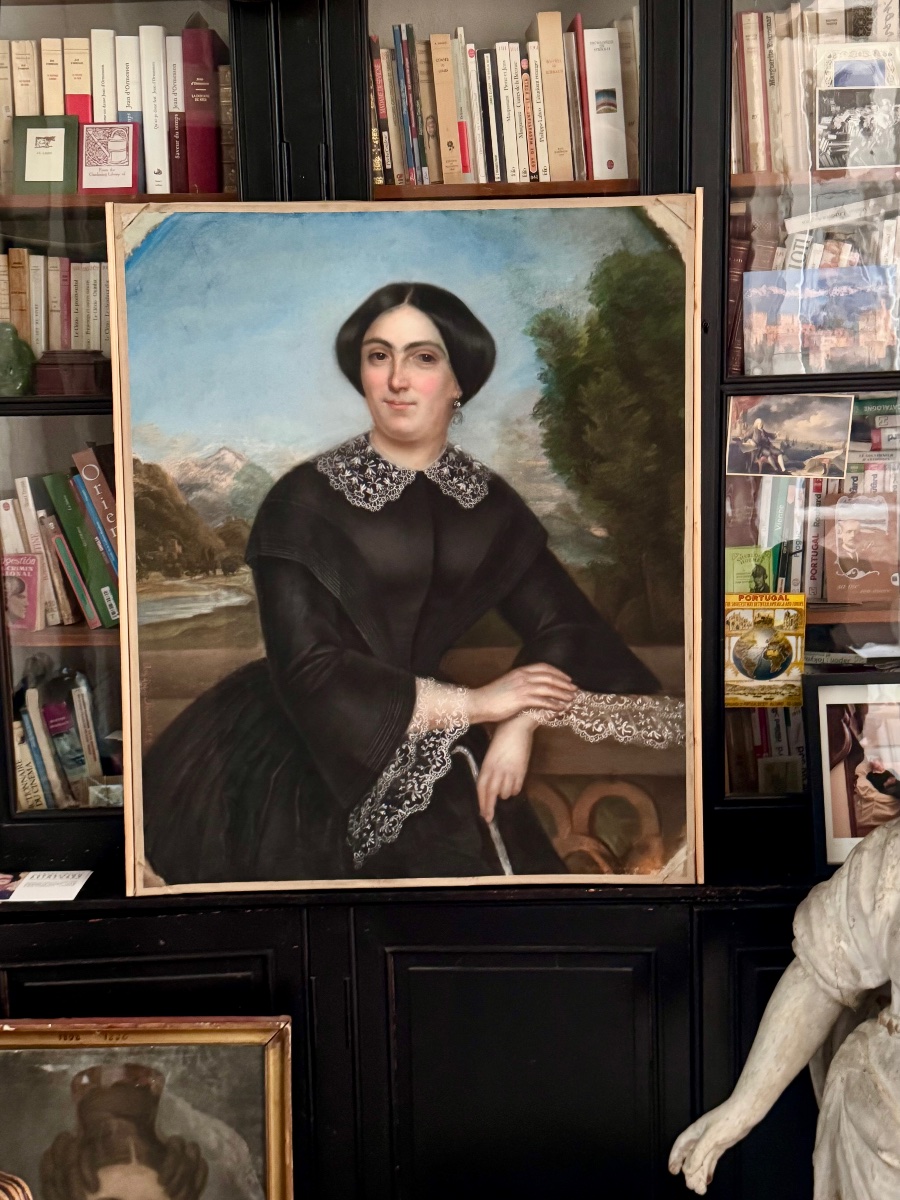 Grand portrait au pastel d’une dame de qualité , signé Louis Charles Arsène -photo-6