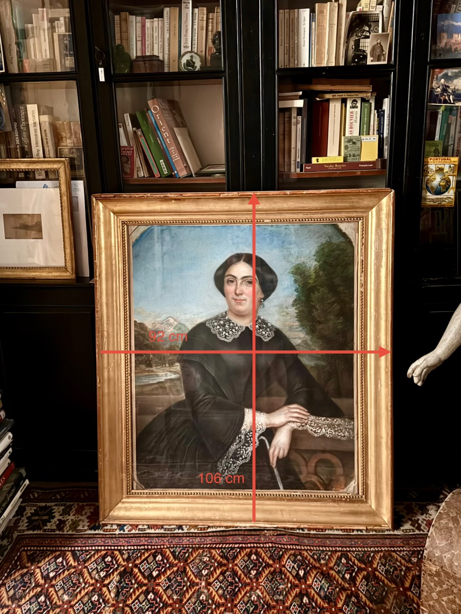 Grand portrait au pastel d’une dame de qualité , signé Louis Charles Arsène -photo-7