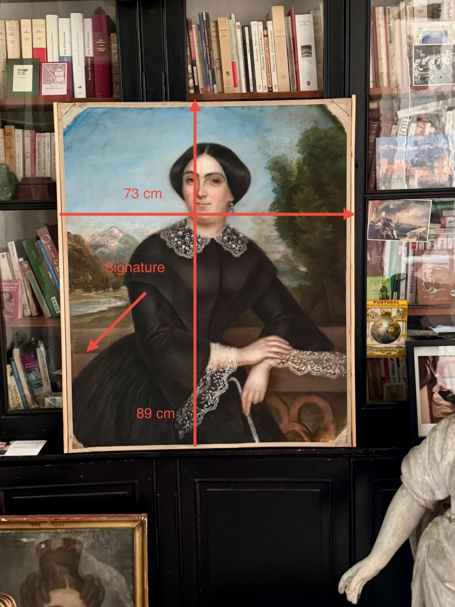Grand portrait au pastel d’une dame de qualité , signé Louis Charles Arsène -photo-8