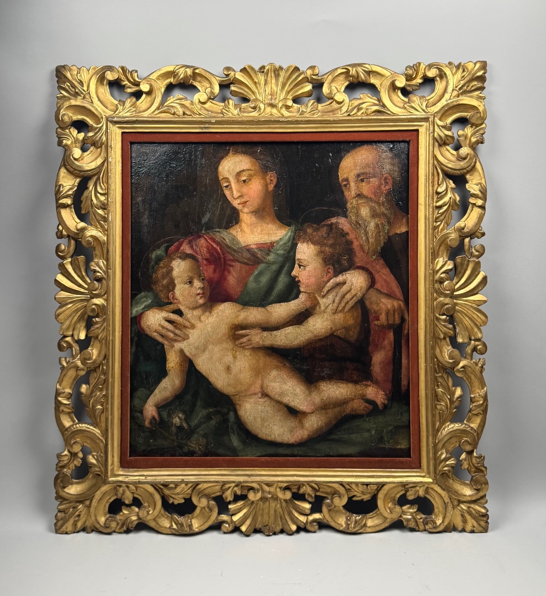 The Holy Family, 16th-century Painting On Wood-photo-2