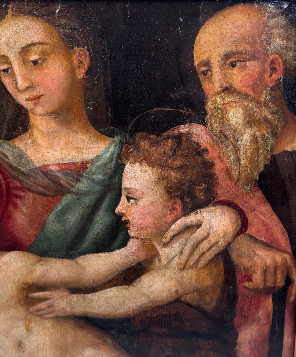 The Holy Family, 16th-century Painting On Wood-photo-2