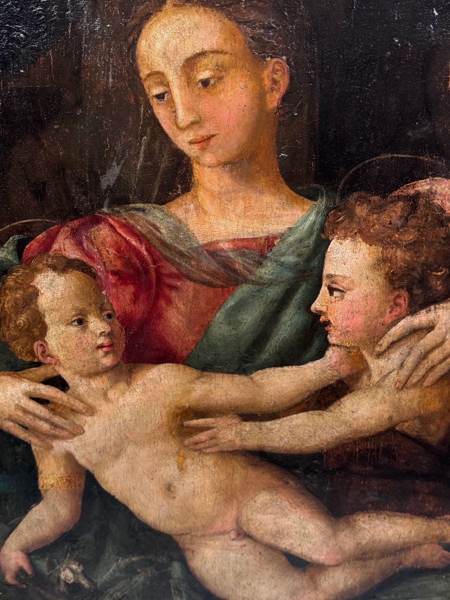 The Holy Family, 16th-century Painting On Wood-photo-3