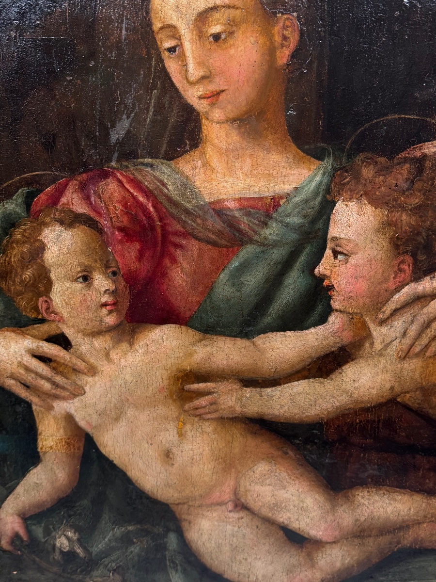 The Holy Family, 16th-century Painting On Wood-photo-4