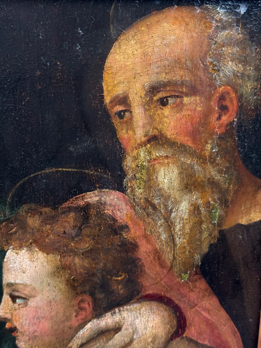 The Holy Family, 16th-century Painting On Wood-photo-7