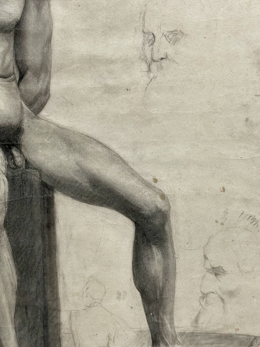 Dessin académique , homme nu assis-photo-2