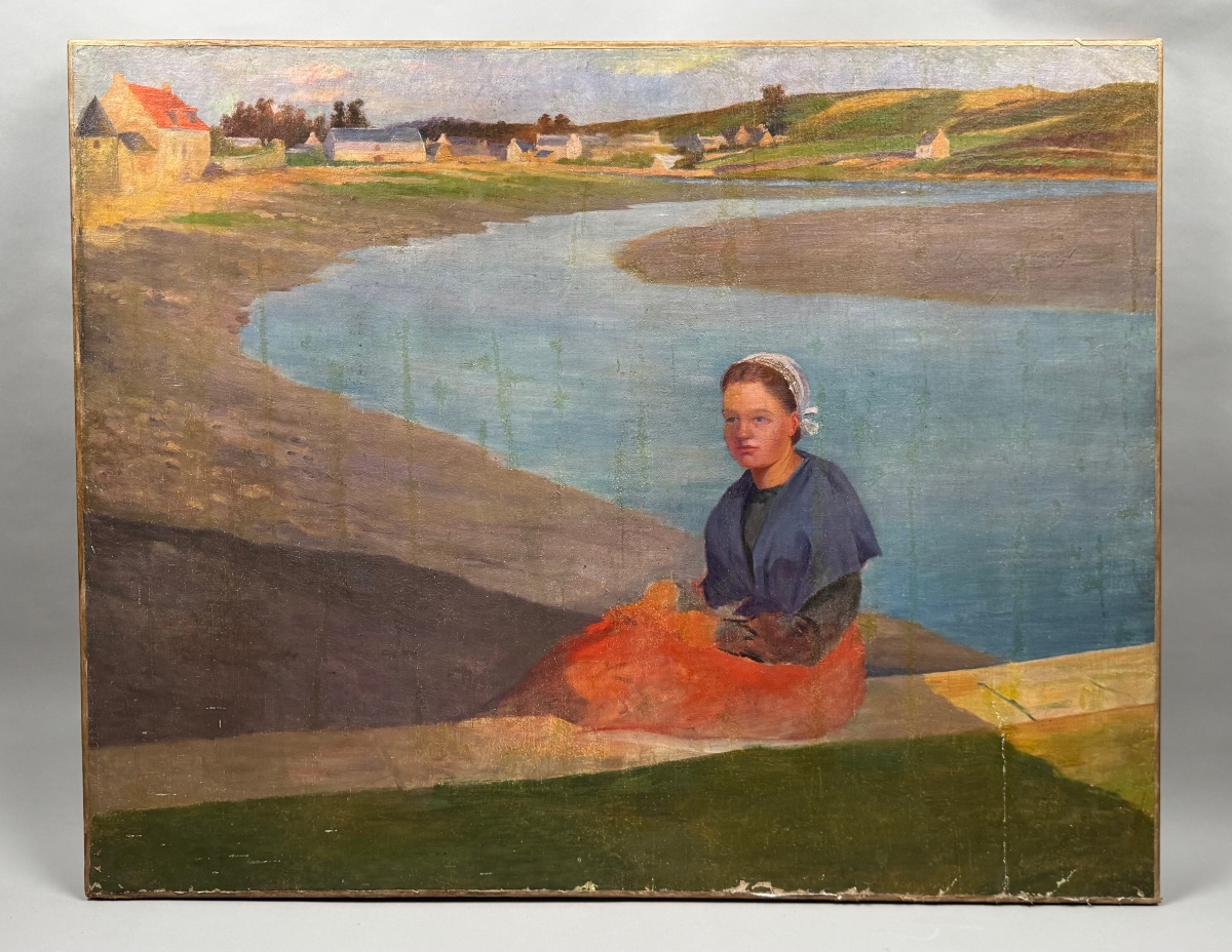 A Young Breton Woman By The Water's Edge -photo-2