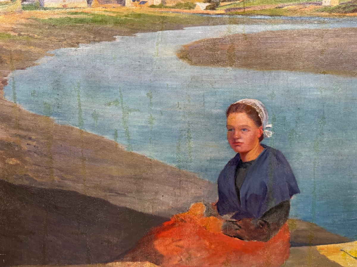 A Young Breton Woman By The Water's Edge -photo-3