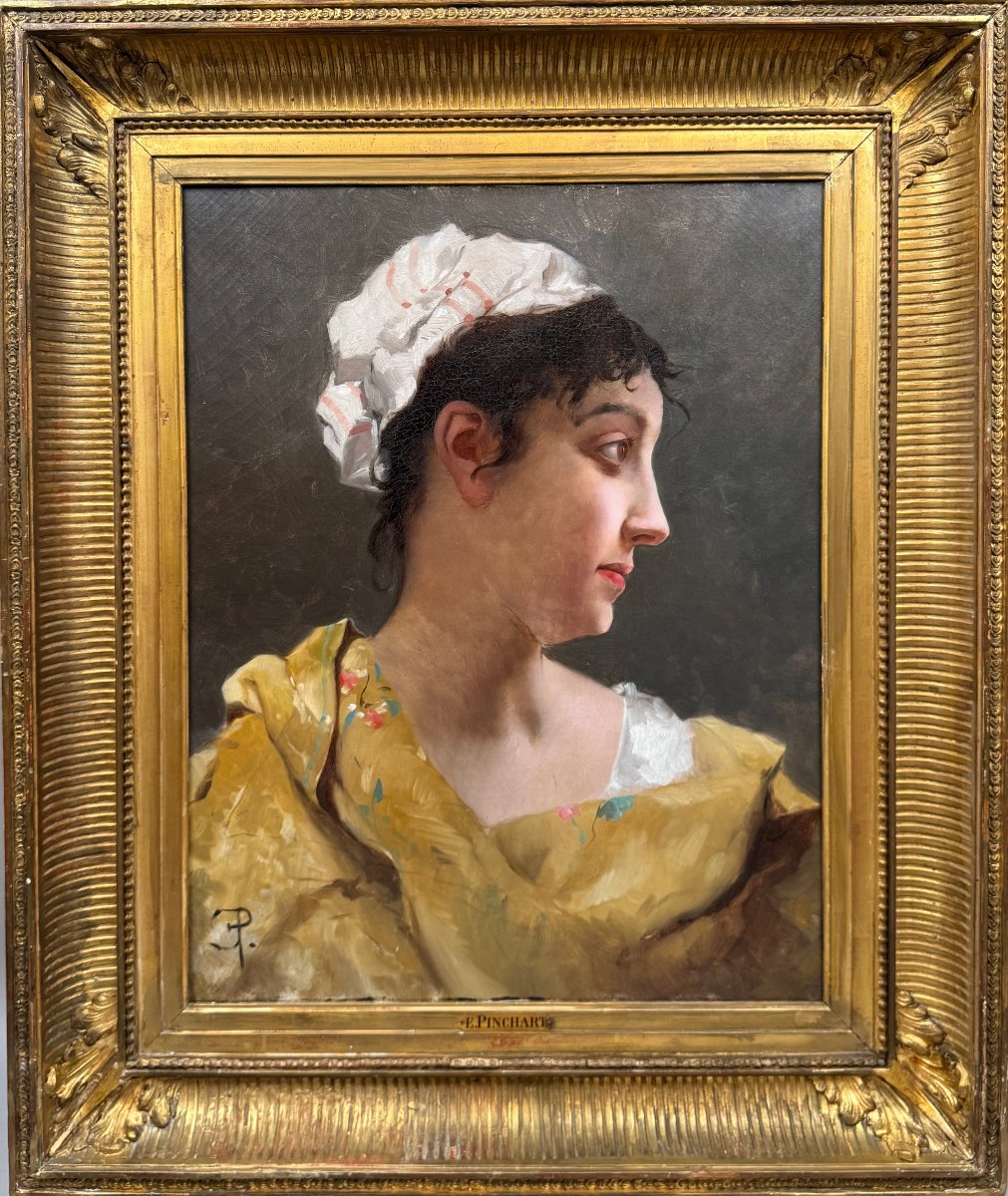 Portrait d'une jeune femme monogrammé EP