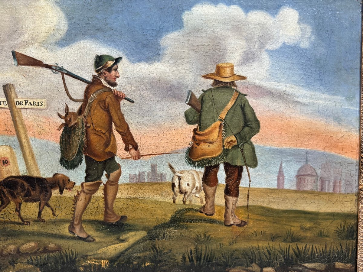Retour de chasse , tableau XIXème -photo-3