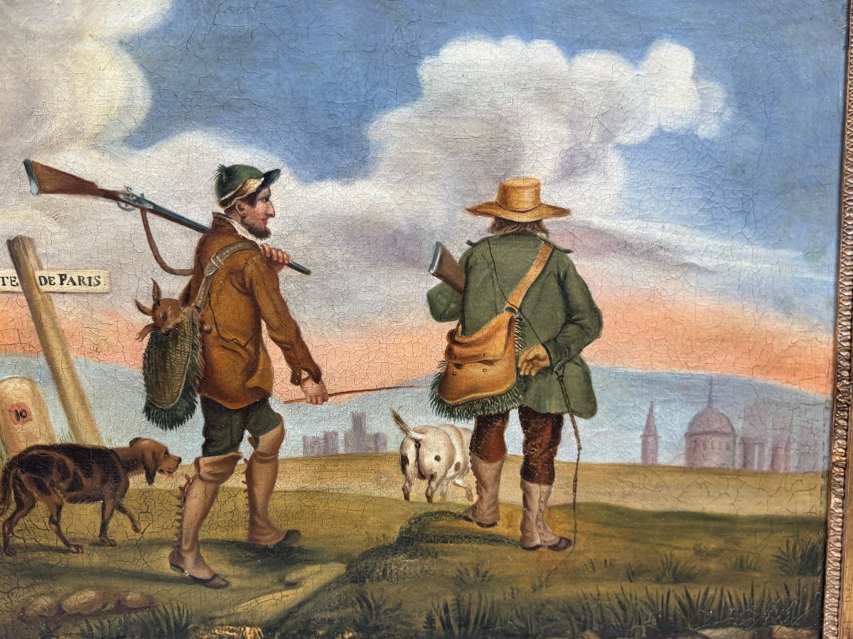 Retour de chasse , tableau XIXème -photo-1