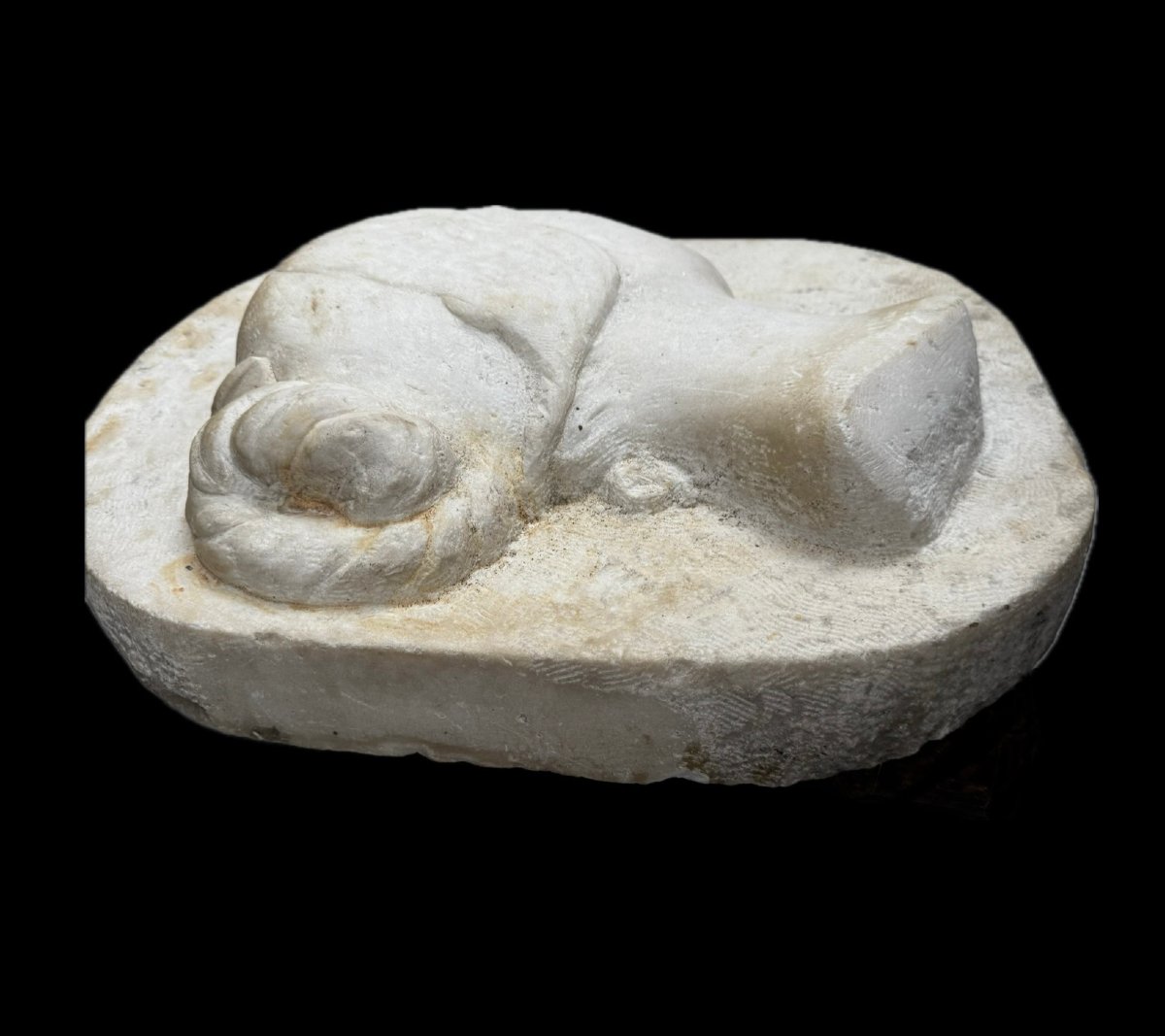 Large  Marble Bas-relief Portrait Of A Woman-photo-1