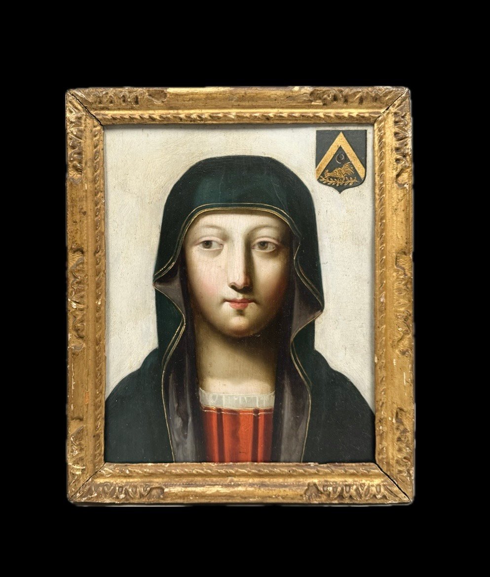La Vierge Marie et Jesus , huile sur bois  XVIIIème-photo-2