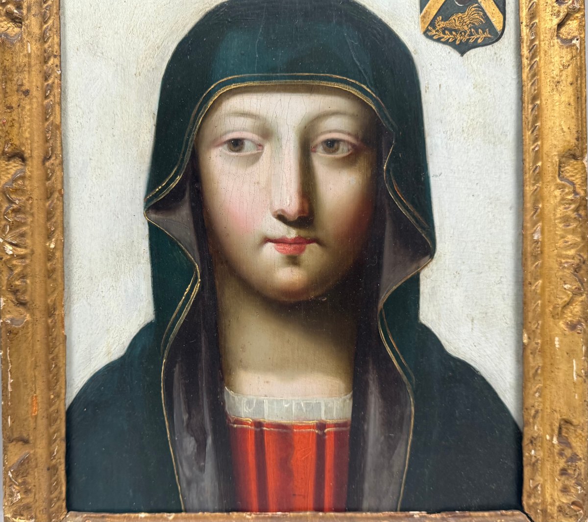 La Vierge Marie et Jesus , huile sur bois  XVIIIème-photo-4